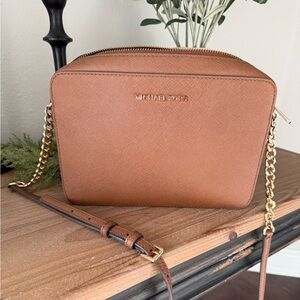 Michael Kors Tan Crossbody Bag with Gold Chain